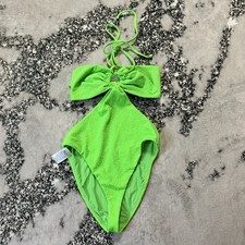 Mara Hoffman Swimsuit Sz S Blanca Cutout One Piece Swimsuit Lime Green Textured