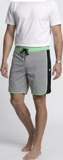 Hurley Phantom Men's Gray Green Striped Board Shorts Size 34