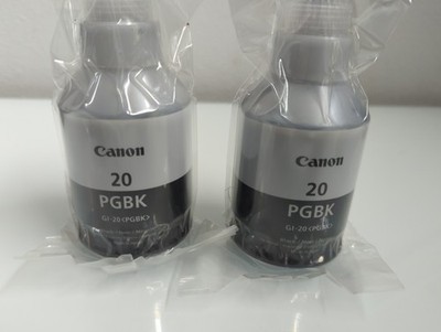 Genuine Canon GI-20 PGBK Black Ink Bottles Lot of 2 MegaTank 170mL Sealed OEM