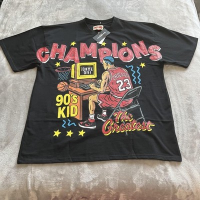 90s Kid Hand Drawn Champions Shirt Mens 2XL Black Heavyweight Graphic Retro