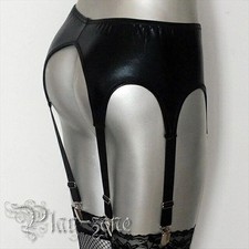 Faux Leather Wide Garter Belt Stockings Set Type B D268