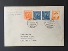 ANDORRA 1953 5c + 10c x 2 + 25c ON FIRST DAY COVER TO SWITZERLAND