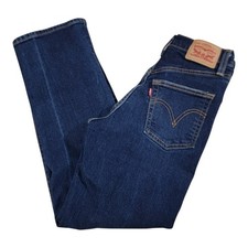 Levi's Ribcage Straight Ankle Jeans Womens 25 High Rise Denim Button Fly Blue