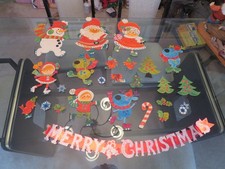  25 Vintage 1970's Christmas Cardboard Cutouts for a Wall Display SANTA Animals