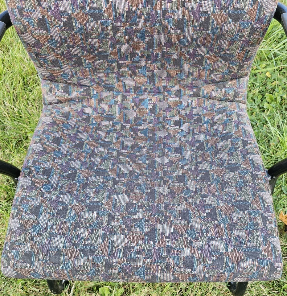 Cadeira de escritório vintage de tecido cantilever cantilever assento geométrico retrô - Imagem 3 de 4