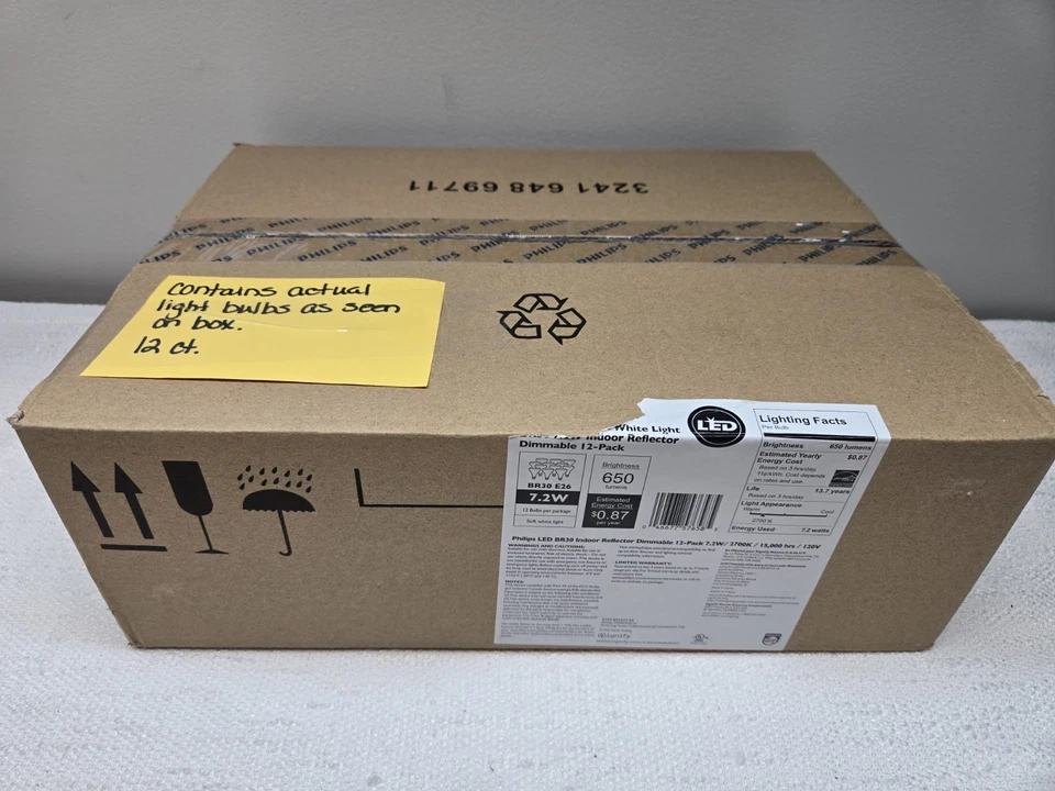 Philips BR30 LED 7.2W Soft White 2700K Dimmable Indoor Bulbs 12-Pack New - Image 3 of 4