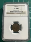 1867 Indian Head Small Cent XF 45 BN NGC 1C