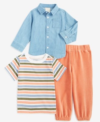 First Impression Imagine Stripe Shirt T-Shirt & Pants Set Baby Boys 18M Multi
