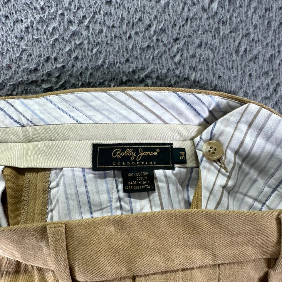 Pantalones Chinos Bobby Jones Para Hombre Colección 34x28 Beige Algodón Calce Plisado Clásico Foto 3 de 4