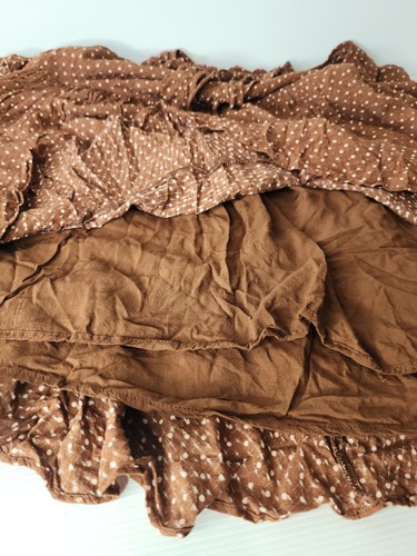 Auguste Chocolate Brown Polka Dot Ruffle Faux Wrap Dress Size 8 - Picture 11 of 13