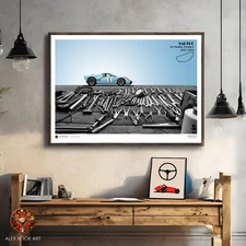 24 H Le Mans Mechanics Poster Ken Miles Ford GT40 Shelby Race Car Print Fan Gift