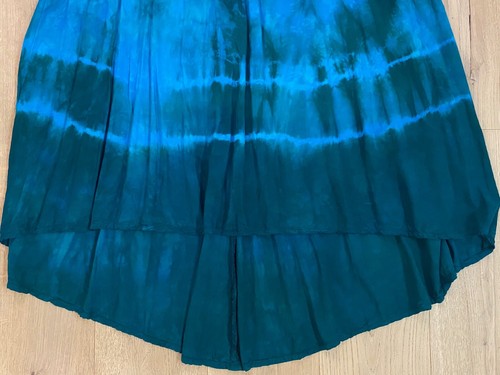 DHARMA TRADING CO Sz M Blue Tie Dye Rayon Sleeveless Maxi Dress Boho hi-lo - Picture 5 of 6