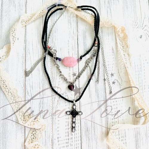 FREE PEOPLE Synergy Layered Necklace In Pink NWT - Picture 3 of 7