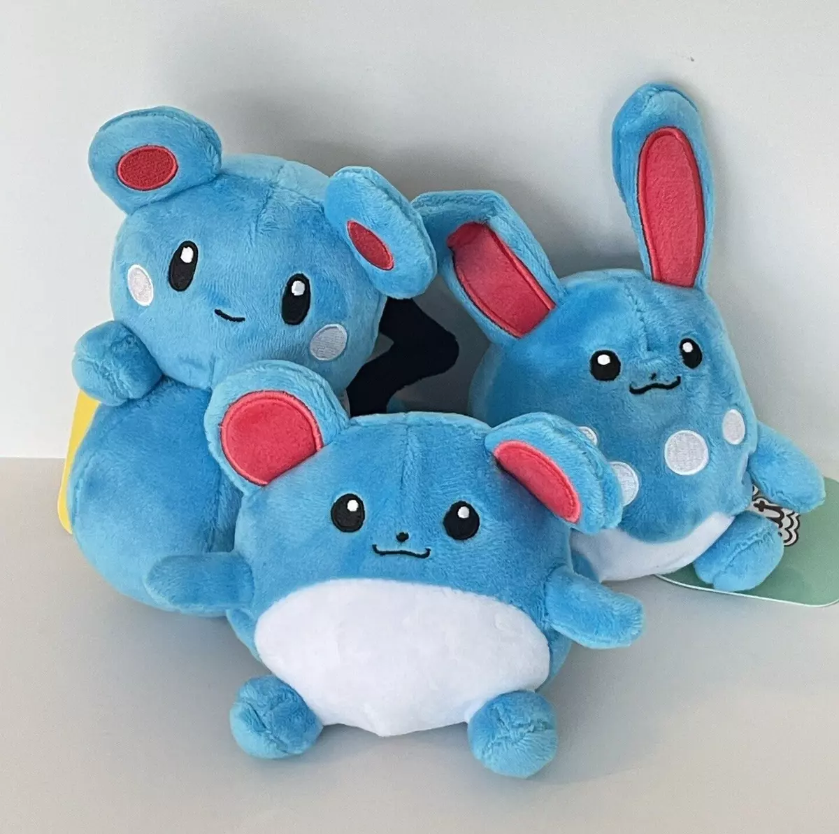 Pokemon Plush Azurill Marill Azumarill SITTING CUTIES Stuffed Toy Japan Set of 3
