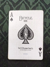 RARE Bicycle Red 808 (The U.S. Playing Card Co) Full 52 - (W1303) C.1916 No Box
