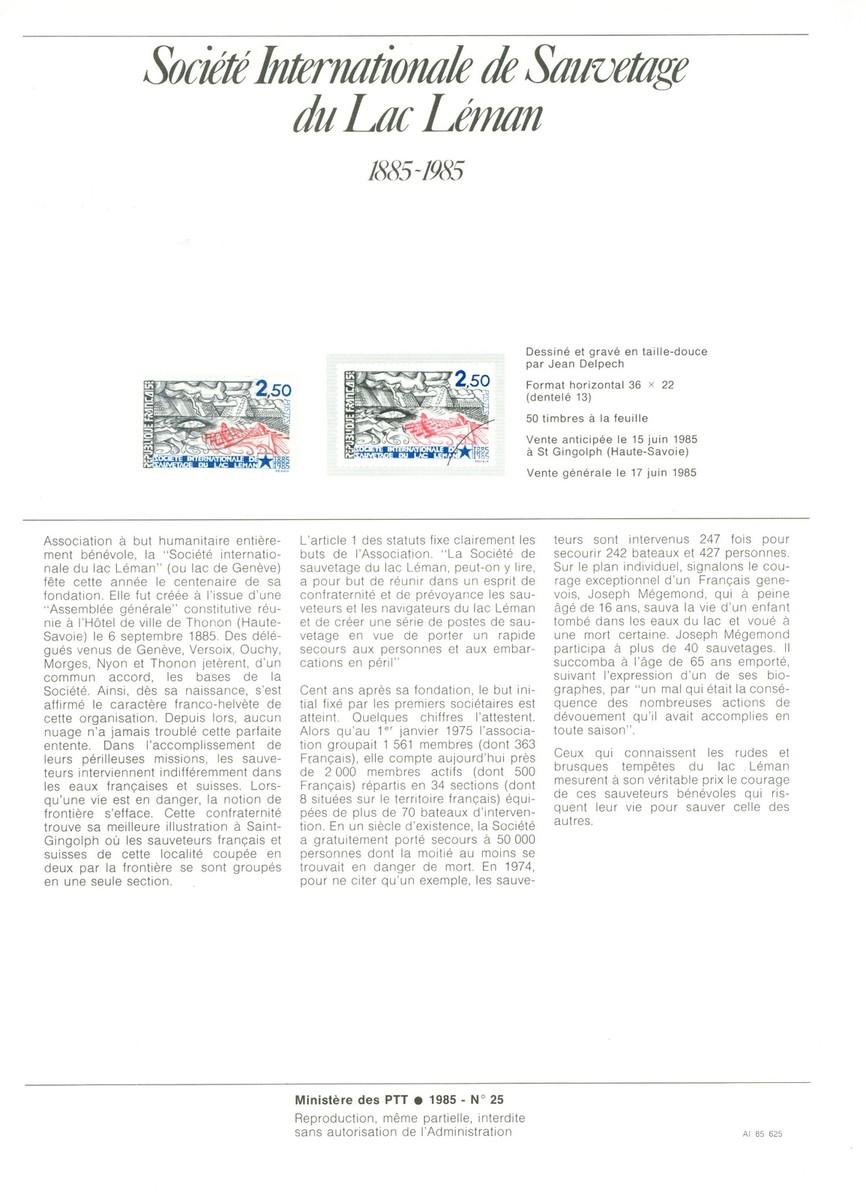 France S56 FD Sheet 1985 - Rescue Boat - Lake Geneva | eBay