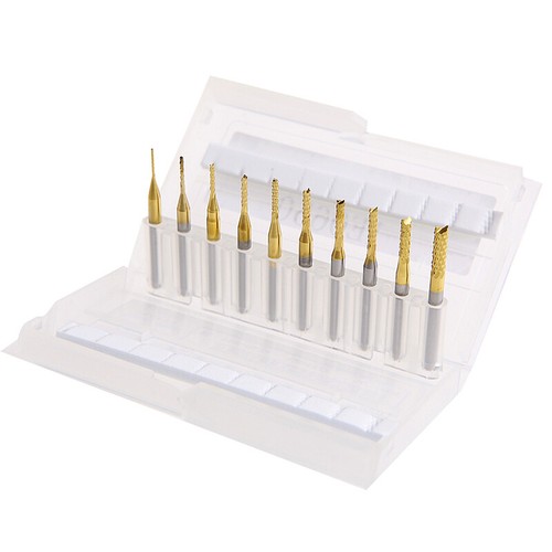 10Pcs 1/8 0.8-3.175mm PCB Drill Bit Engraving Cutter Rotary End Mill Set - Picture 6 of 8
