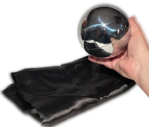 6" SILVER ZOMBIE BALL + STAND Floating Magic Trick Metal Rod Gimmick Black Cloth - Picture 9 of 12