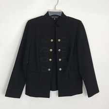 Ming Wang NWOT Black Long Sleeve Blazer Jacket Mandarin Collar Gold Buttons XS