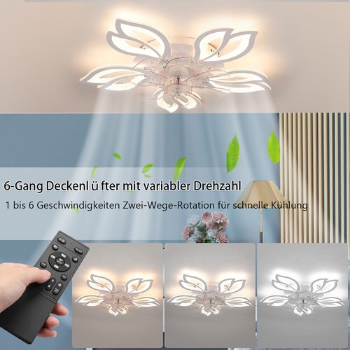 LED Deckenventilator mit Beleuchtung Licht Fernbedienung Deckenlampe Wohnzimmer - Bild 4 von 12