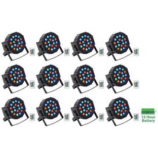  12 Rockville BATTERY PAR 50 Rechargeable LED DMX DJ Club Wash Up-Lights Remote