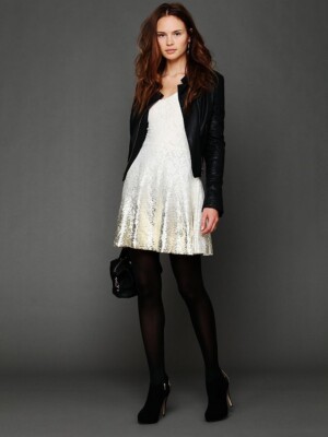 ivory dress black tights A Blonde Ambition: White Dress/ Black Tights