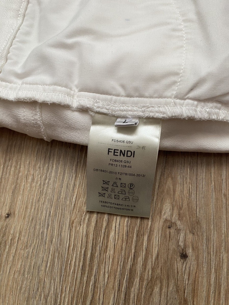 Fendi Women's Cropped Logo White Jeans Pants Size Large