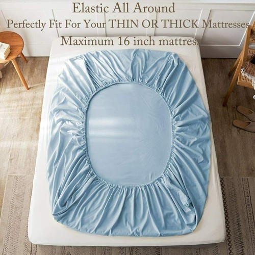 50cm Deep Wall Sheet Set 1000TC 100%Cotton Single/Double/Queen/King Solid Color - Picture 48 of 60