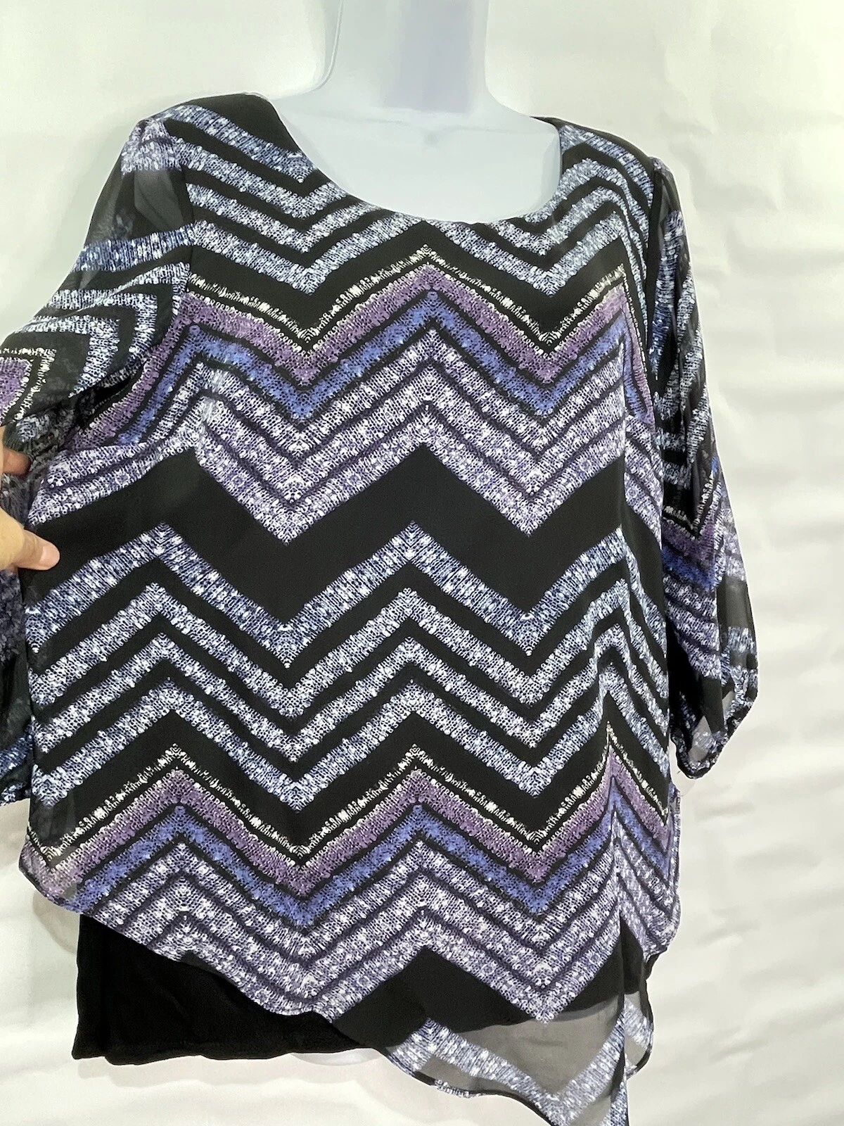 ALYX Camicia Donna Taglia M Nera Chevron Asimmetrica Strato Manica 3 4