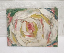 Original oil painting White Rose artwork  Abstract Floral still life art 6x8 in