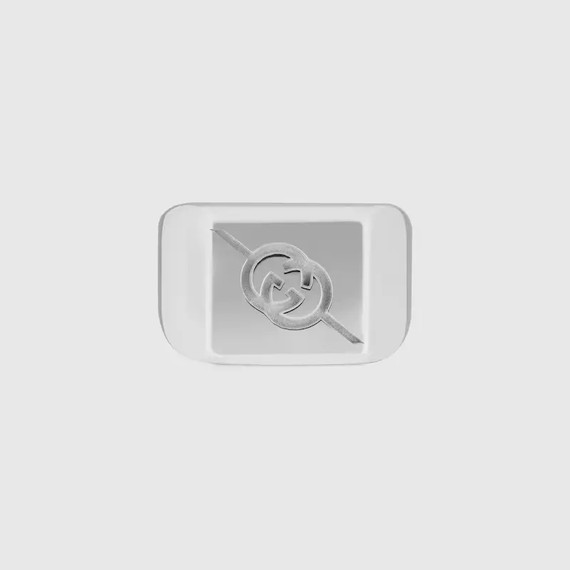 Bague de verrouillage diagonale Gucci Tag Chevalier 19 mm argent YBC774046001018