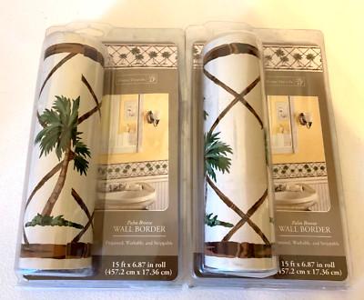 NEW 2 Home Trends Palm Breeze Wall Border Pre Pasted 30 Feet Total