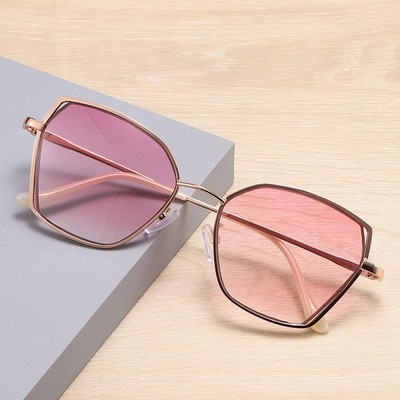 Women Gradient Reading Glasses Metal Oversized PROGRESSIVE Sunglasses Readers