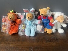 Disney WINNIE THE POOH 8" PLUSH Beanie 2000 w/ candy and Lamb Pooh. Lot Of 4 NWT