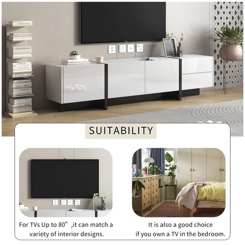 Rectangle Design TV Stand TV Console Table for TVs Up To 80'' TV Cabinet - Picture 5 of 21