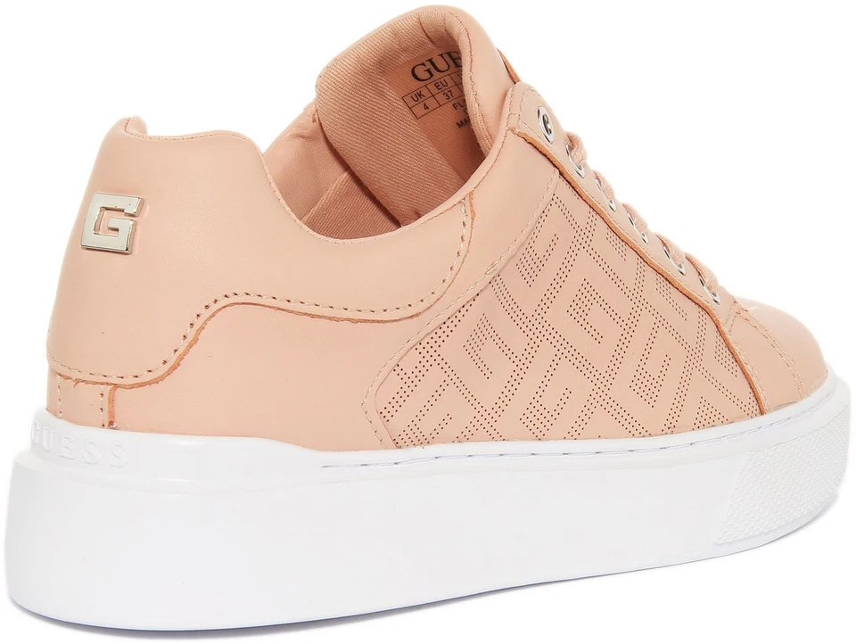 GUESS Ivee Caña Baja Cordones Cuero Mujer Zapatillas Rosa UK 3-8 - Imagen 3 de 4