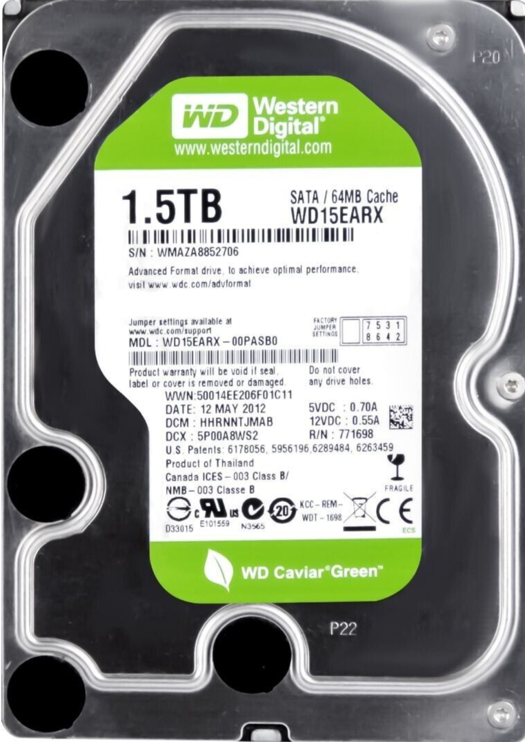 WD Caviar Green 3TB HDD WD30EZRX 　2台 Amazon.com: Western Digital Caviar Green 3 TB SATA III 64 MB Cache