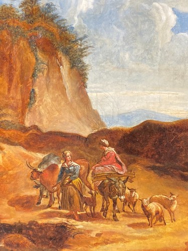 Painting Oil on Canvas 18th Aux Jeunes Peasant - Picture 7 of 9