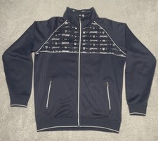 Y2K Ecko Unlimited Full Zip Blue/Silver Track Jacket Pinstripe Monogram Mens L