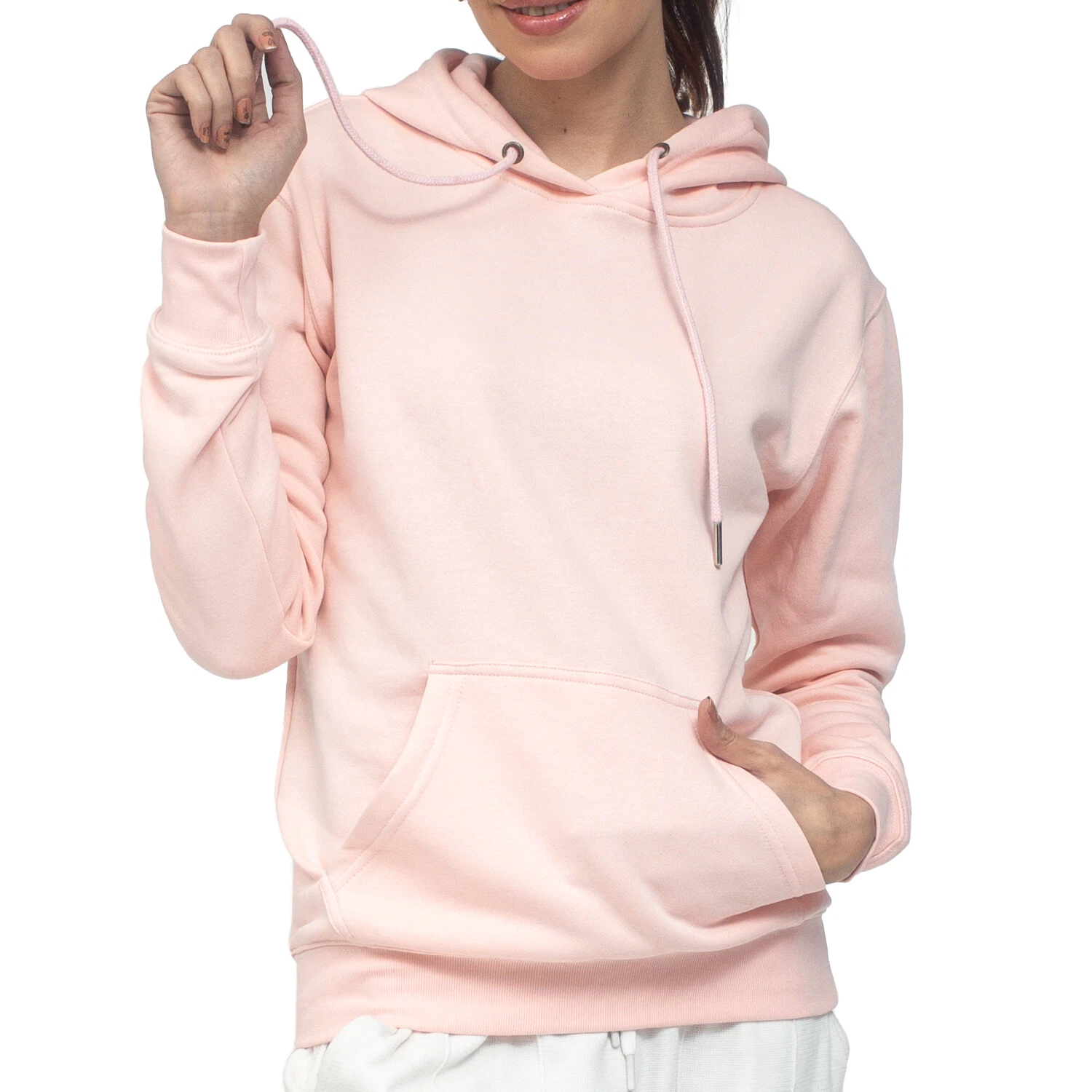 OFF WHITE Felpa con cappuccio in pile da donna pullover morbido felpa comoda manica lunga