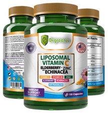 Natural Elderberry Capsules Zinc Vitamin C Daily Immune Support Supplement 100