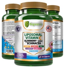 Natural Elderberry Capsules Zinc Vitamin C Daily Immune Support Supplement 100