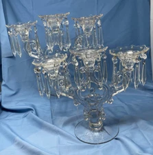 Rare Cambridge KEY HOLE 3 light Candelabra Set w/ Bobeches Perfect condition