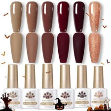 Born Pretty Fall Winter Halloween Gel Nail Polish Burgundy Wine Red Caramel B...
