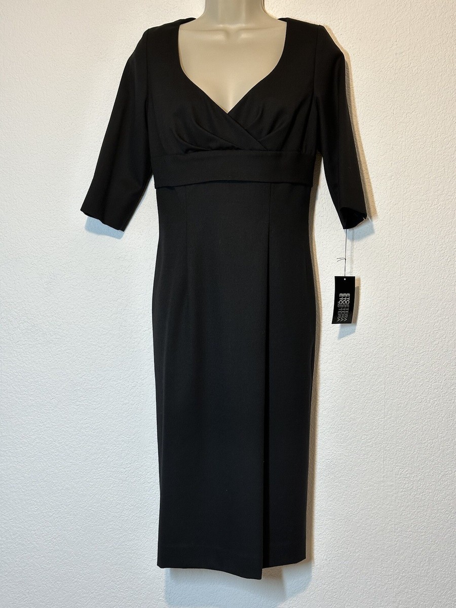 black knit shift dress NEW Etcetera Sz 6 Empire Waist Short Sleeve Minimalist Size-30