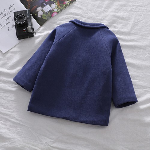 Toddler Baby Boys Girls Wool Coat Winter Warm Double Breasted Trench Coat Jacket - Picture 9 of 18