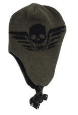 Baby Gap Skull Beanie Army Green  Black Toddler Beanie Cap Size XS/S Halloween