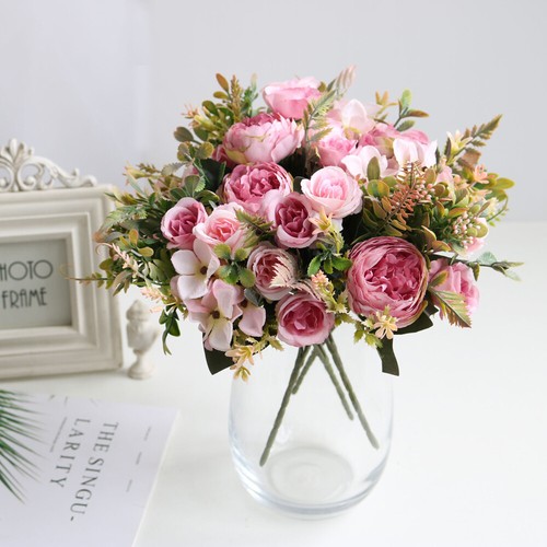 Artificial Flower Silk Peony Rose Hydrangea Wedding Bouquet Home Party Decora - Picture 11 of 19
