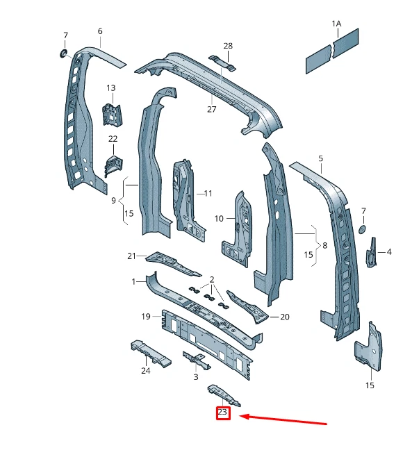 VW TRANSPORTER VI T6 Rear Panel Left Closing Element 7E0864649 NEW  