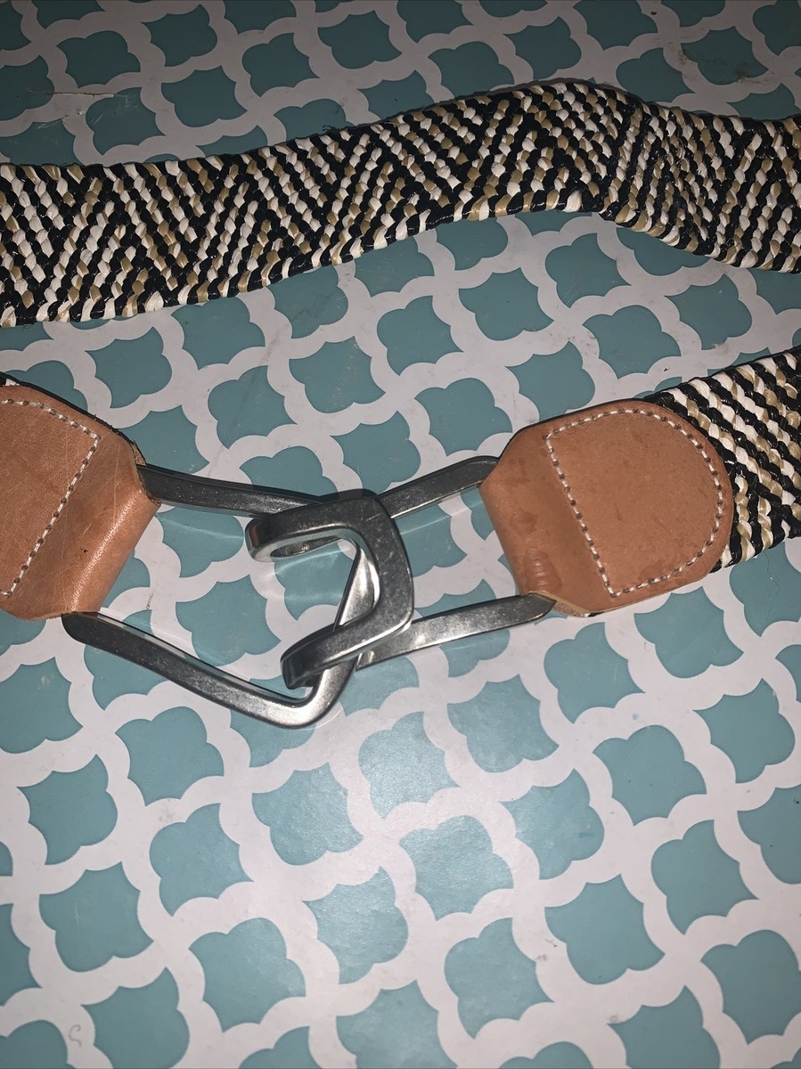 Raffia Stretch Belt Chevron Leather Trim Hook Buckle 1X/2X Coldwater Creek Beach Stretch Raffia Belt - Coldwater Creek main image 3